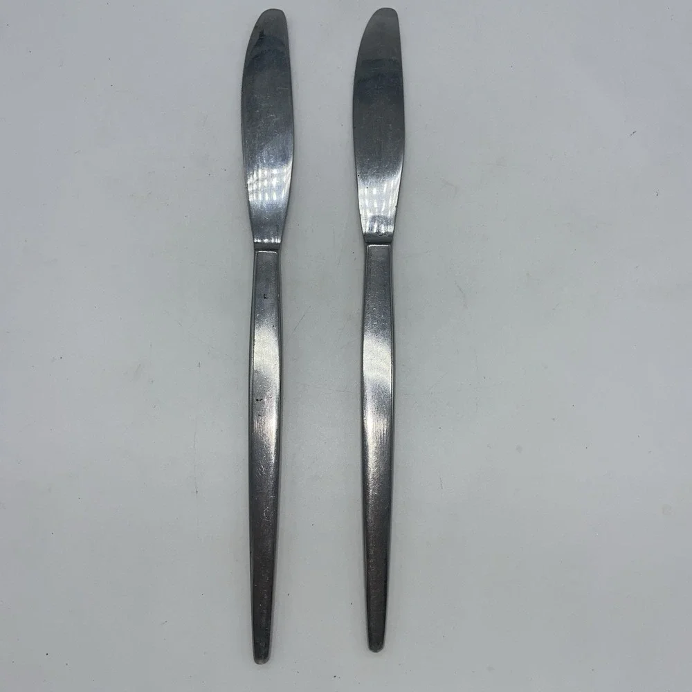 Astro Stainless Japan Set Of‎ 2 Butter Dinner Knives MCM Square Handles 8